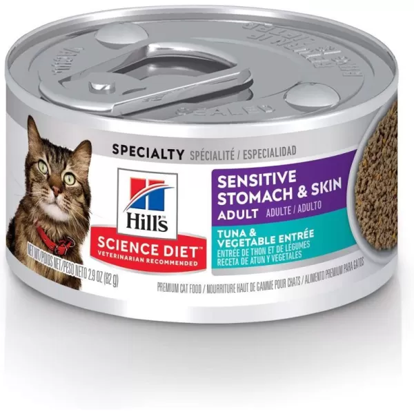 imageHills Science Diet Wet Cat Food Sensitive Stomach amp Skin Tuna amp Vegetable Recipe 29 oz Cans 24PackTuna amp Vegetable 29 Ounce Pack of 24