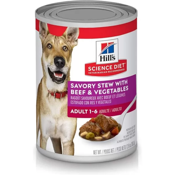 imageHills Science Diet Wet Dog Food Adult 16 Savory Stew with Chicken amp Vegetables 128 oz Cans Pack of 12Beef amp Vegetables 128 Ounce Pack of 12