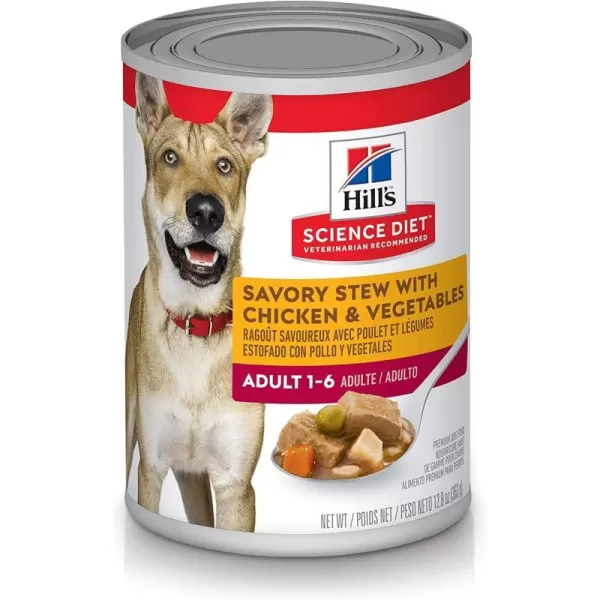 imageHills Science Diet Wet Dog Food Adult 16 Savory Stew with Chicken amp Vegetables 128 oz Cans Pack of 12Chicken amp Vegetables 128 Ounce Pack of 12