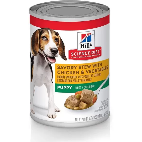 imageHills Science Diet Wet Dog Food Puppy Savory Stew with Chicken amp Vegetables Recipe 128 oz Cans 12PackChicken amp Vegetables