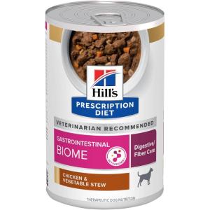 imageHills Prescription Diet Gastrointestinal Biome DigestiveFiber Care Chicken ampamp Vegetable Stew Wet Dog Food Veterinary Diet 125 oz Cans 12PackChicken