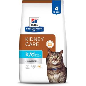 imageHills Prescription Diet kd Early Support Kidney Care Chicken Flavor Dry Cat Food Veterinary Diet 4 lb Bagwith Chicken