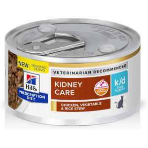 imageHills Prescription Diet kd Kidney Care with Chicken Wet Cat Food Veterinary Diet 55 oz Cans 24PackChicken  Vegetable  Rice Stew
