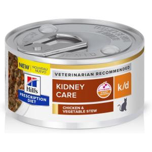 imageHills Prescription Diet kd Kidney Care with Chicken Wet Cat Food Veterinary Diet 55 oz Cans 24PackChicken  Vegetable Stew