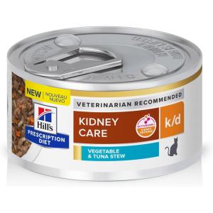 imageHills Prescription Diet kd Kidney Care with Chicken Wet Cat Food Veterinary Diet 55 oz Cans 24PackVegetable  Tuna Stew