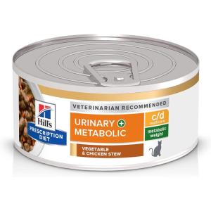 imageHills Prescription Diet cd Multicare  Metabolic Weight Urinary Care  Weight Vegetable and Chicken Wet Cat Food Veterinary Diet 29 oz Cans 24PackVegetable  Chicken Stew