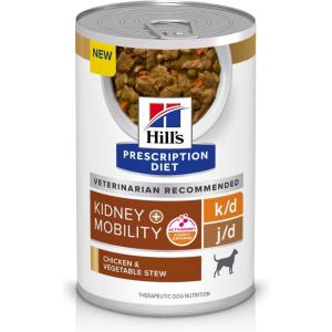 imageHills Prescription Diet kd Kidney Care  jd Joint Care Chicken ampamp Vegetable Stew Flavor Wet Dog Food Veterinary Diet 125 oz Cans 12PackChicken  Vegetable Stew