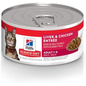 imageHills Science Diet Adult 16 Adult 16 Premium Nutrition Wet Cat Food Chicken Minced 5 oz Can Case of 24Liver  Chicken Minced