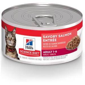 imageHills Science Diet Adult 16 Adult 16 Premium Nutrition Wet Cat Food Chicken Minced 5 oz Can Case of 24Salmon Minced