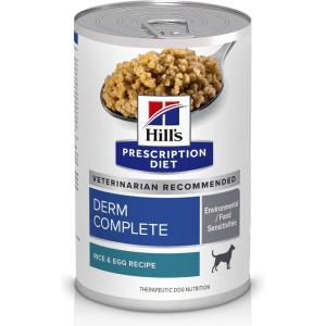 imageHills Prescription Diet Derm Complete Rice ampamp Egg Recipe Wet Dog Food Veterinary Diet 13 oz Cans 12PackRice  Egg