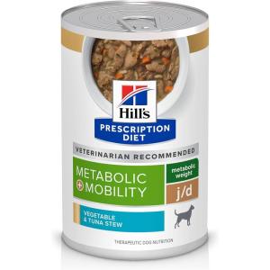 imageHills Prescription Diet Metabolic  Mobility Weight  jd Joint Care Vegetable ampamp Tuna Stew Wet Dog Food Veterinary Diet 125 oz Cans 12PackVegetable  Tuna Stew