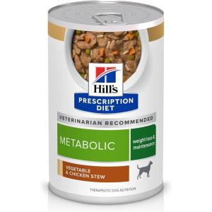 imageHills Prescription Diet Metabolic Weight Management Vegetable ampamp Chicken Stew Wet Dog Food Veterinary Diet 125 oz Cans 12PackVegetable  Chicken Stew