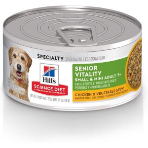 imageHills Science Diet Senior Vitality Senior Adult 7 Small ampamp Mini Breeds Premium Nutrition Wet Dog Food Salmon ampamp Vegetables Stew 55 oz Can Case of 24Salmon  Vegetables Stew