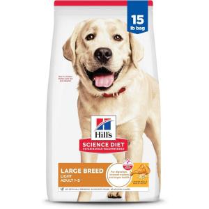 imageHills Science Diet  Large Breed Light Lower Calories Chicken Meal ampamp Barley Dry Dog Food 15 LB BagChicken