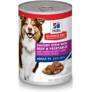 imageHills Science Diet Adult 7 Senior Adult 7 Premium Nutrition Wet Dog Food Beef ampamp Vegetables Stew 128 oz Can Case of 12