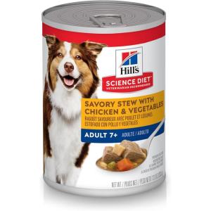imageHills Science Diet Adult 7 Senior Adult 7 Premium Nutrition Wet Dog Food Variety Pack Chicken ampamp Barley Beef ampamp Barley Loaf 13 oz Can Variety Pack Case of 12Chicken  Vegetable Stew