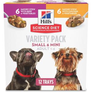 imageHills Science Diet Adult Small Paws Savory Stew Chicken ampamp Vegetables Canned Dog Food 35 oz Case of 12Variety Pack Chicken  Vegetables Salmon  Vegetables Stew