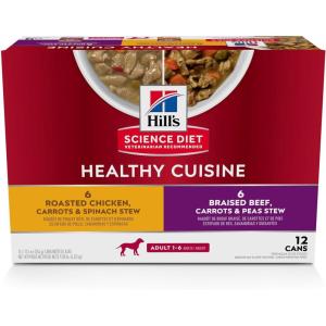 imageHills Science Diet Healthy Cuisine Adult 16 Great Taste Wet Dog Food Variety Pack Roasted Chicken Carrots ampamp Spinach Braised Beef  Carrots ampamp Peas Stew 125 oz Can Variety Pack Case of 12Variety Pack Roasted Chicken  Carrots  Spinach Braised Beef   Carrots  Peas Stew