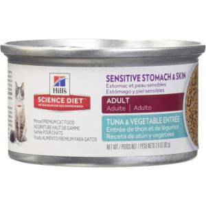imageHills Science Diet Sensitive Stomach ampamp Skin Adult 16 Stomach ampamp Skin Sensitivity Support Wet Cat Food Duck ampamp Vegetables Minced 29 oz Can Case of 24Tuna  Vegetables Minced