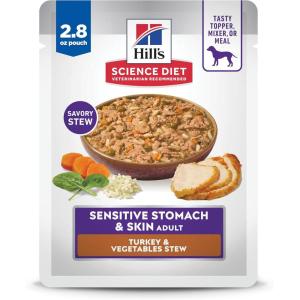 imageHills Science Diet Sensitive Stomach ampamp Skin Adult 16 Stomach ampamp Skin Sensitivity Support Wet Dog Food Turkey ampamp Vegetables Stew 28 oz Pouch Case of 24