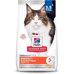 imageHills Science Diet Perfect Digestion Adult 16 Digestive Support Dry Cat Food Chicken Brown Rice ampamp Whole Oats 13 lb BagSalmon  Brown Rice   Whole Oats