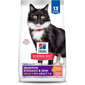 imageHills Science Diet Sensitive Stomach ampamp Skin Adult 16 Stomach ampamp Skin Sensitivity Support Dry Cat Food Grain Free Salmon ampamp Yellow Peas 13 lb BagGrain Free Salmon  Yellow Peas