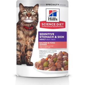 imageHills Science Diet Sensitive Stomach ampamp Skin Adult 16 Stomach ampamp Skin Sensitivity Support Wet Cat Food Salmon ampamp Tuna Stew 28 oz Can Case of 24