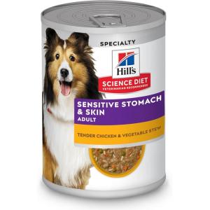 imageHills Science Diet Sensitive Stomach ampamp Skin Adult 16 Stomach ampamp Skin Sensitivity Support Wet Dog Food Tender Chicken ampamp Vegetable Stew 125 oz Can Case of 12