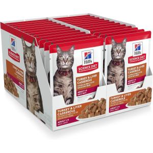 imageHills Science Diet Adult 16 Adult 16 Premium Nutrition Wet Cat Food Turkey Casserole Stew 28 oz Pouch Case of 24