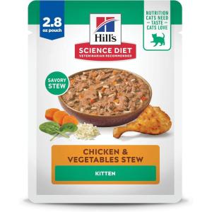 imageHills Science Diet Kitten Kitten Premium Nutrition Wet Cat Food Chicken ampamp Vegetables Stew 28 oz Pouch Case of 24