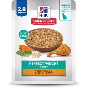 imageHills Science Diet Perfect Weight Adult 16 Weight Management Support Wet Cat Food Chicken ampamp Vegetables Stew 28 oz Pouch Case of 24