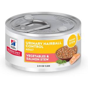 imageHills Science Diet Urinary Hairball Control Adult 16 Urinacy Track Health ampamp Hairball Control Support Wet Cat Food Salmon ampamp Vegetables Stew 29 oz Can Case of 24