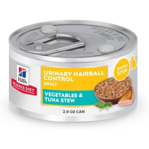 imageHills Science Diet Urinary Hairball Control Adult 16 Urinacy Track Health ampamp Hairball Control Support Wet Cat Food Tuna ampamp Vegetables Stew 29 oz Can Case of 24