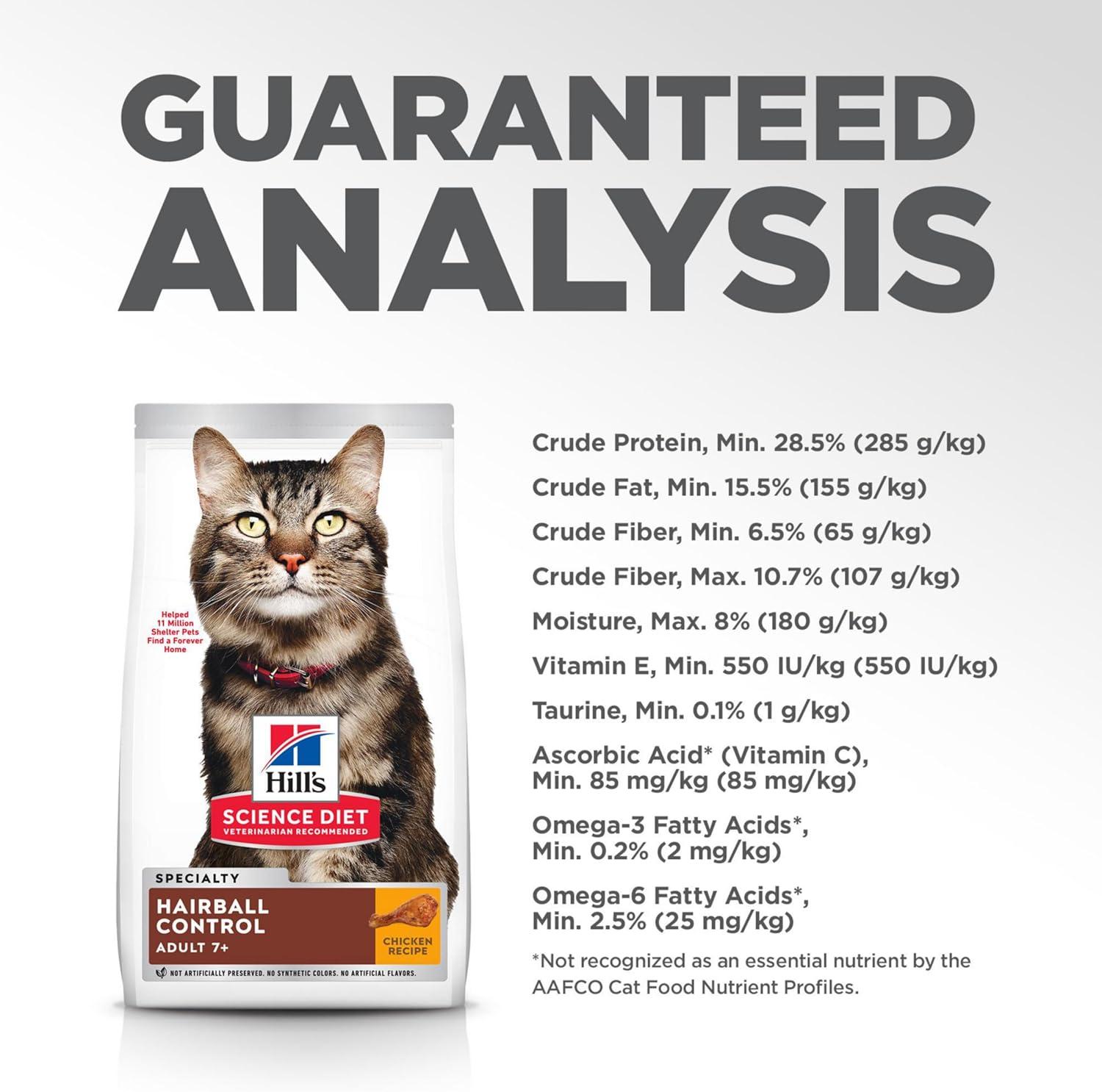 imageHills Science Diet Hairball Control Senior Adult 7 Hairball Control Support Dry Cat Food Chicken Recipe 7 lb BagChicken