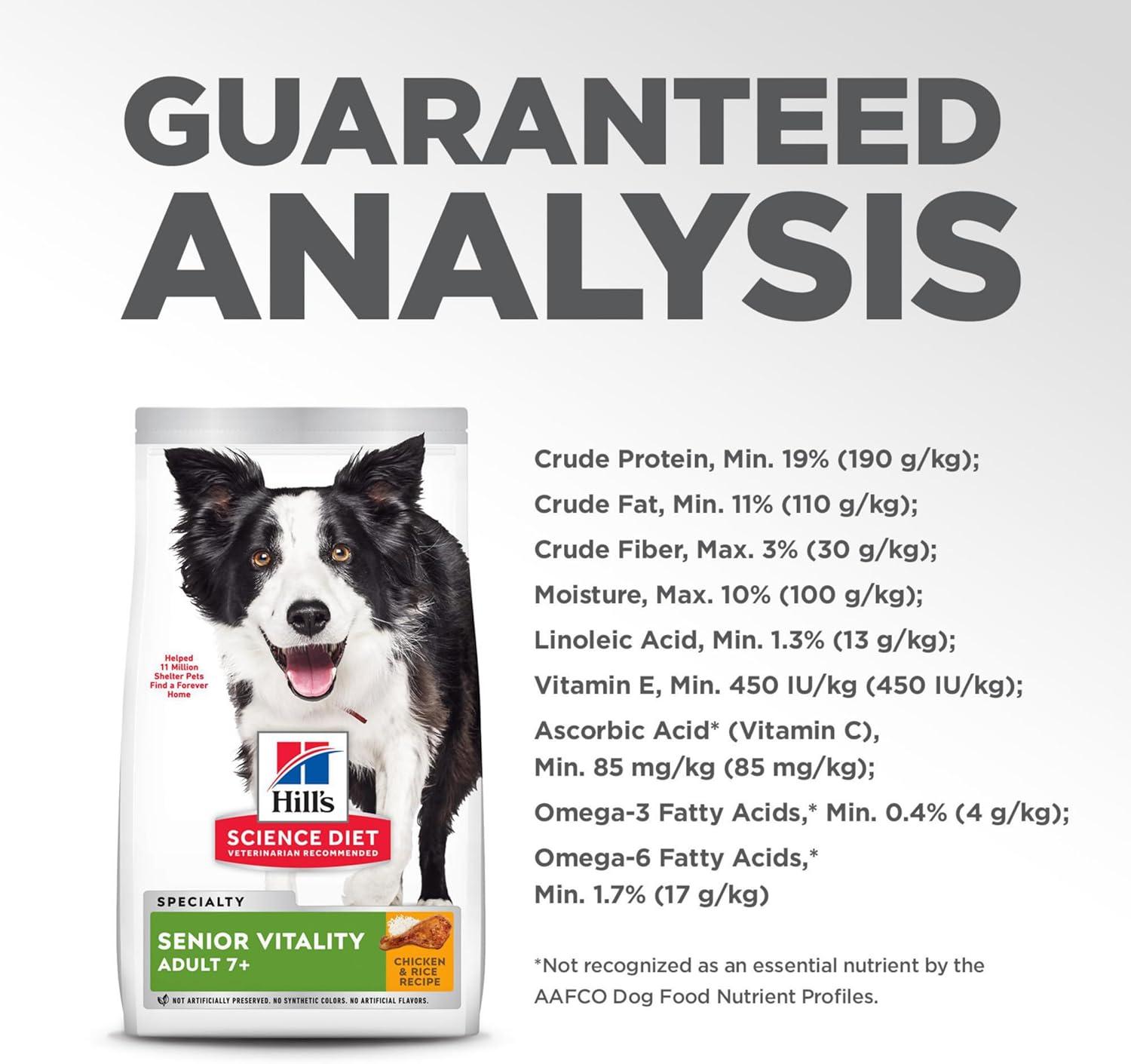 imageHills Science Diet Senior 7 Senior Vitality Chicken ampamp Rice Recipe Dry Dog Food 35 lbs